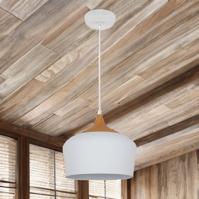 White W/ Wood Effect Matera Pendant