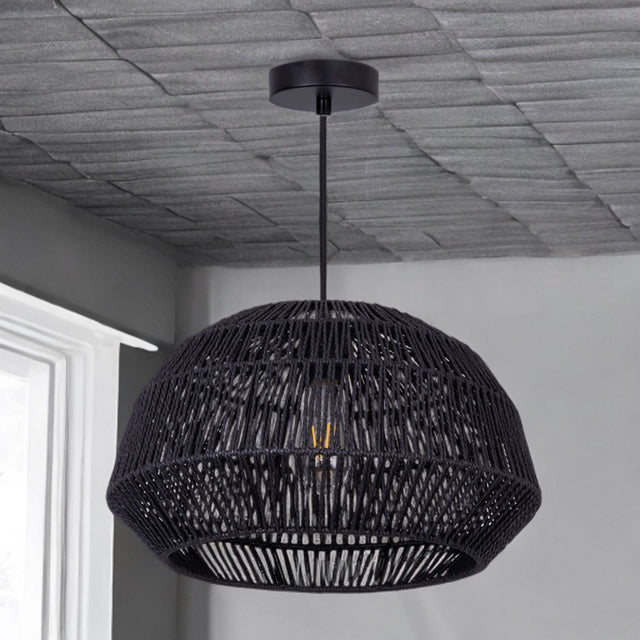 Harvest Braided Paper Pendant - Black Finish