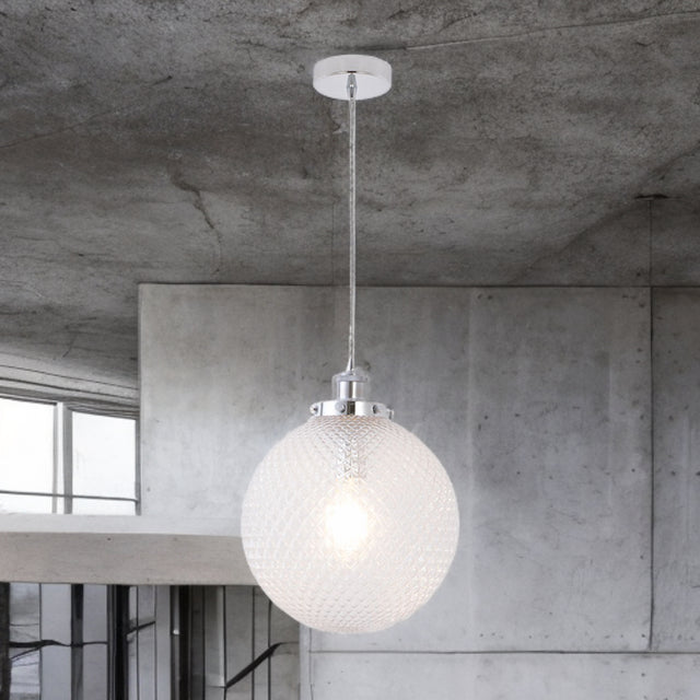 Silvia Chrome &Amp; Textured Glass Pendant