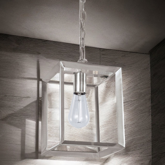 Satin Nickel Galley Clear And Metal Frame Pendant