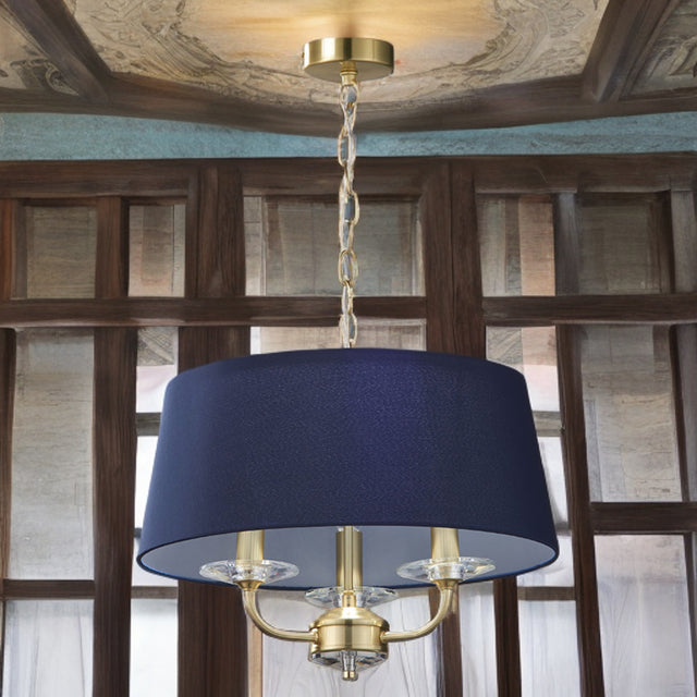 Satin Brass W/ Navy Shade Stylo Pendant