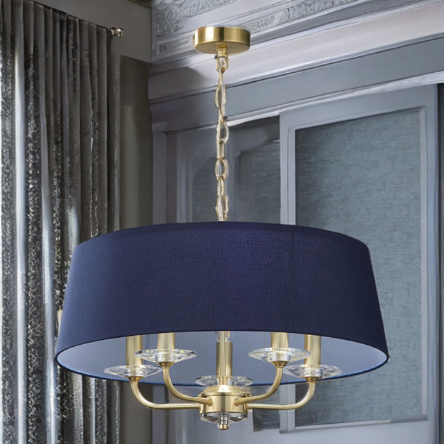 Satin Brass W/ Navy Shade Stylo Pendant