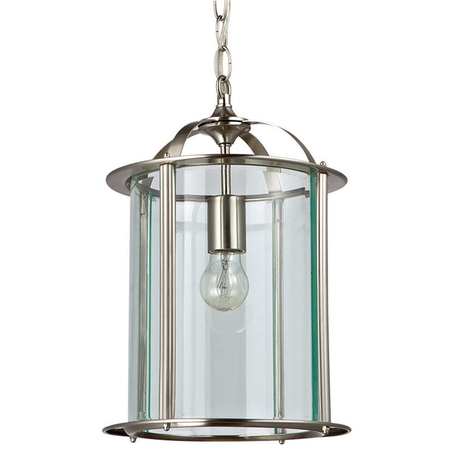 SATIN NICKEL ROUND GLASS LANTERN