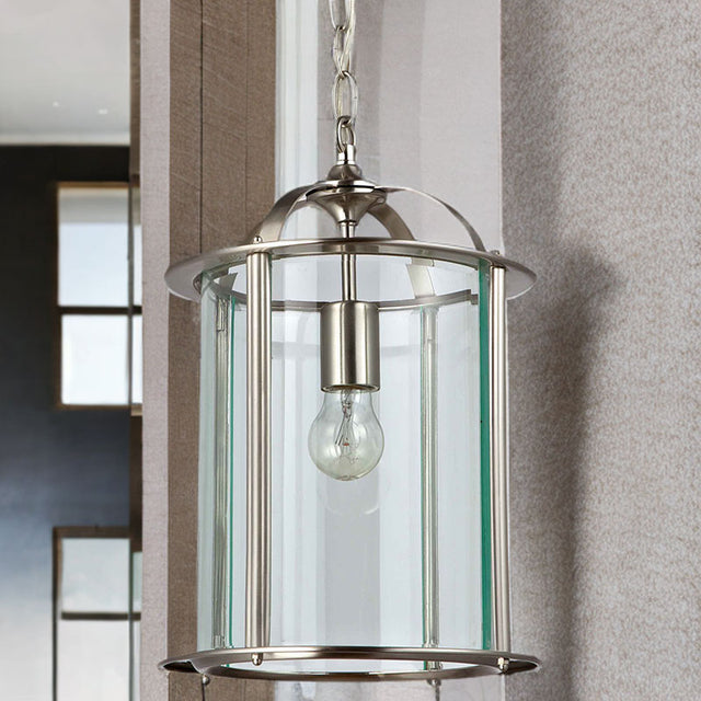 Satin Nickel Round Glass Lantern