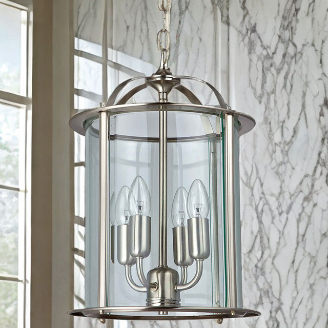 Satin Nickel Round Glass Lantern