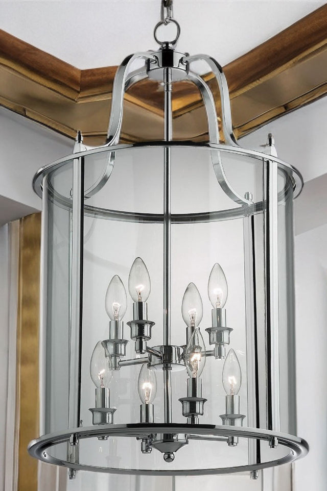 Polished Chrome Round Glass Lantern