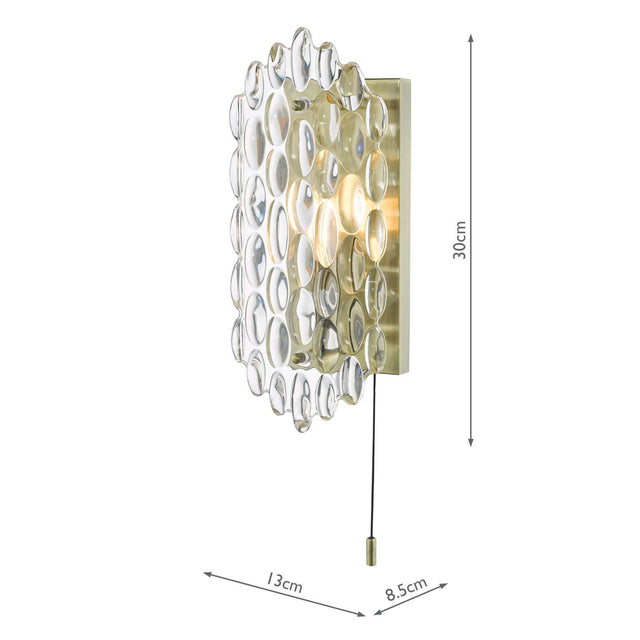 Porthos Wall Light Antique Brass Glass