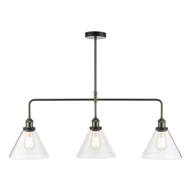 Ray 3 Light Bar Pendant Antique Nickel Clear Glass