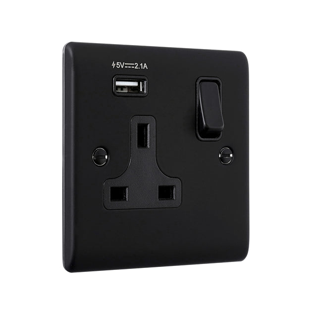 13A 1G DP Switched Socket with 2.1V USB