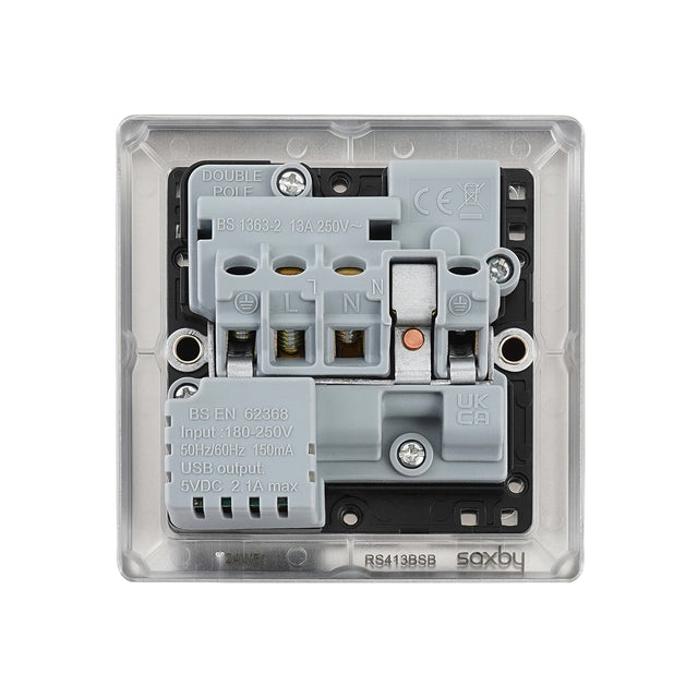 13A 1G DP Switched Socket with 2.1V USB