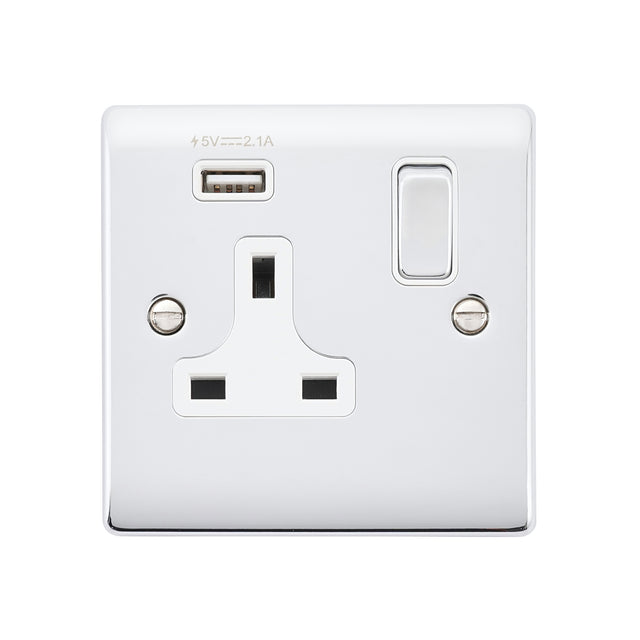 13A 1G DP Switched Socket with 2.1V USB