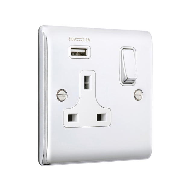 13A 1G DP Switched Socket with 2.1V USB