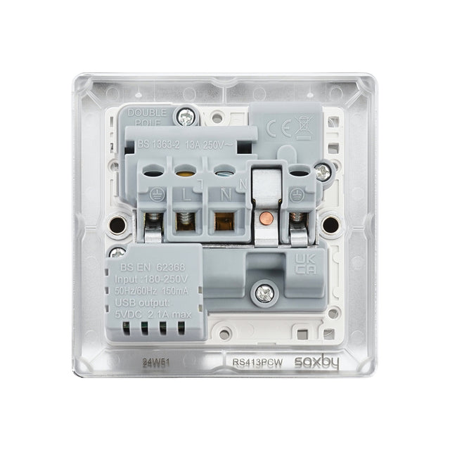 13A 1G DP Switched Socket with 2.1V USB