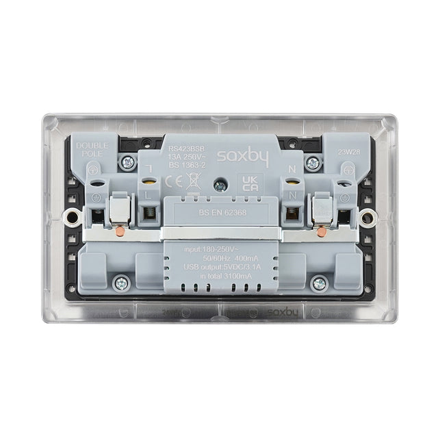 13A 2G DP Switched Socket with twin 5V USB