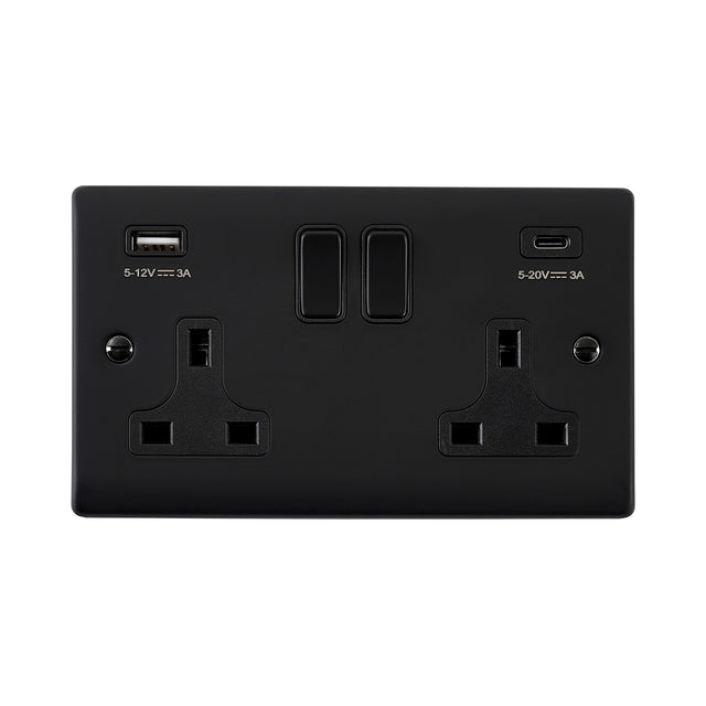 13A 2G DP Switched Socket with 45W USB A+C