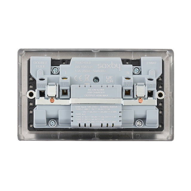 13A 2G DP Switched Socket with 45W USB A+C