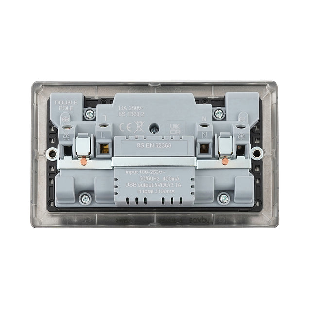 13A 2G DP Switched Socket with 15.5W USB A+C