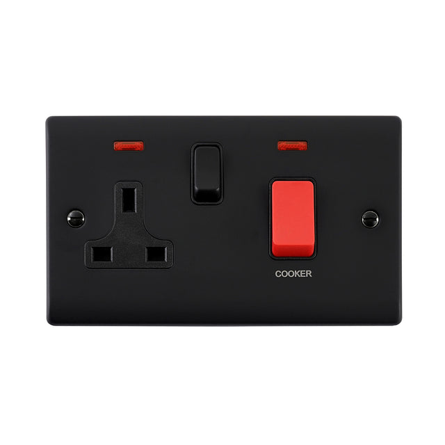 45A DP Cooker Switch with 13A Socket with Neon