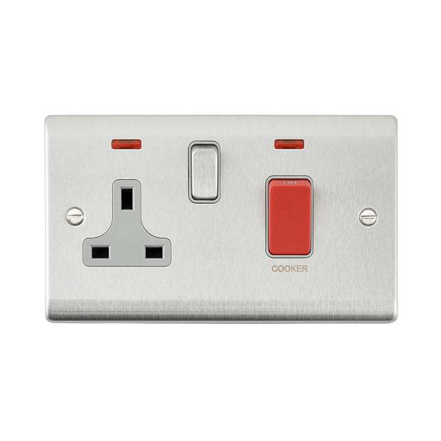 45A DP Cooker Switch with 13A Socket with Neon