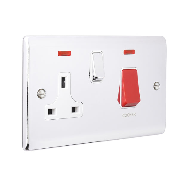 45A DP Cooker Switch with 13A Socket with Neon