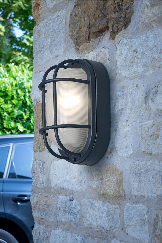 Salcombe Oval Outdoor Wall Light Matt Black IP44