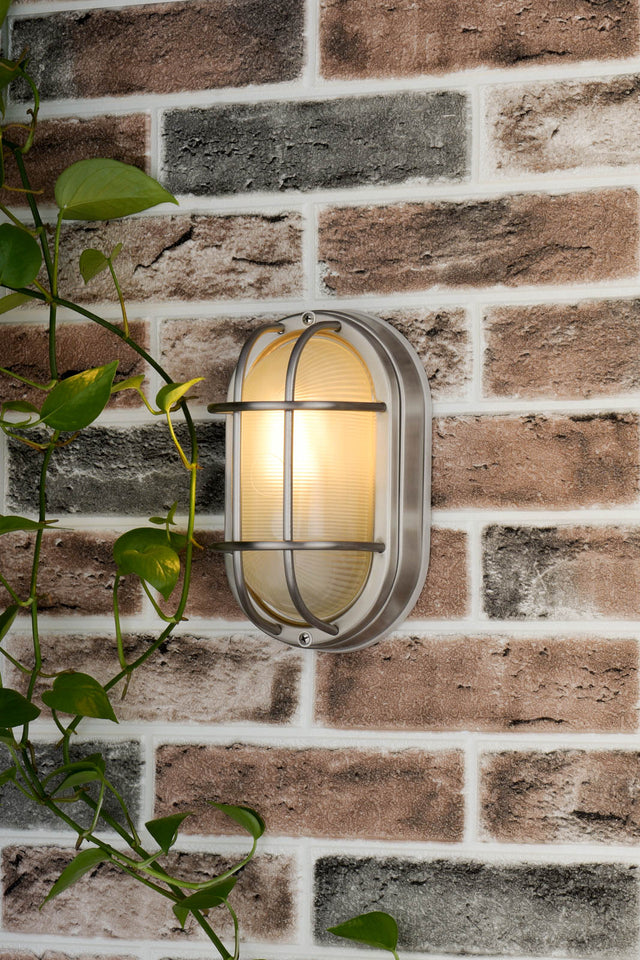 Salcombe Oval Outdoor Wall Light Stainless Steel Glass IP44