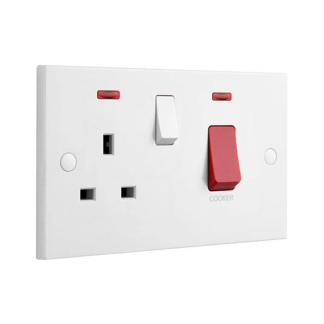 45A DP Cooker Switch with 13A Socket with Neon