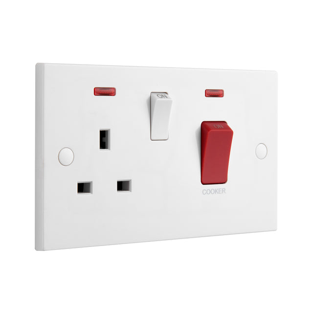 45A DP Cooker Switch with 13A Socket with Neon