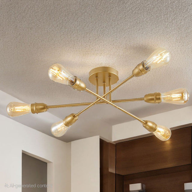 Satin Brass Venus Semi Flush Fitting (Lamp Not Included)