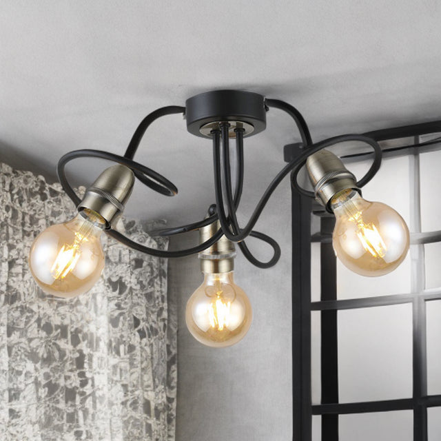 Black W/ Antique Brass Trias Surface Fitting (Lamp Not Included)