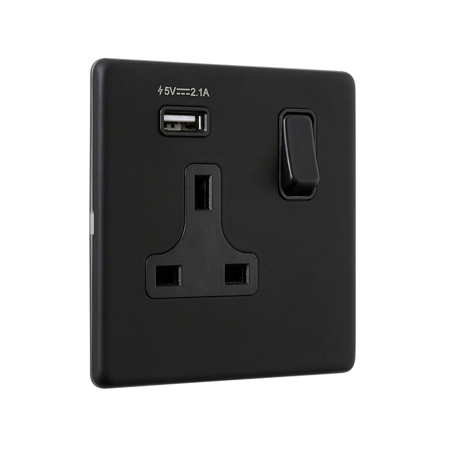 13A 1G DP Switched Socket with 2.1V USB