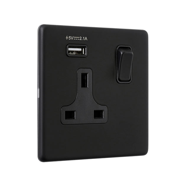 13A 1G DP Switched Socket with 2.1V USB