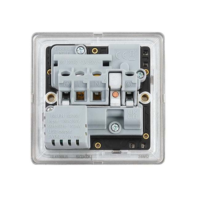 13A 1G DP Switched Socket with 2.1V USB