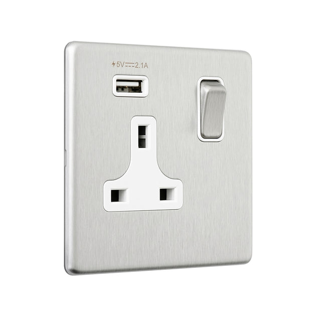 13A 1G DP Switched Socket with 2.1V USB