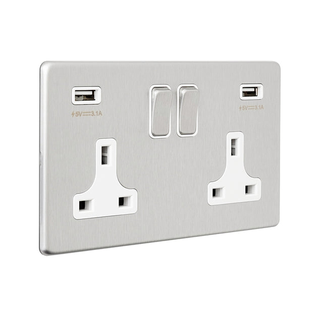 13A 2G DP Switched Socket with twin 5V USB