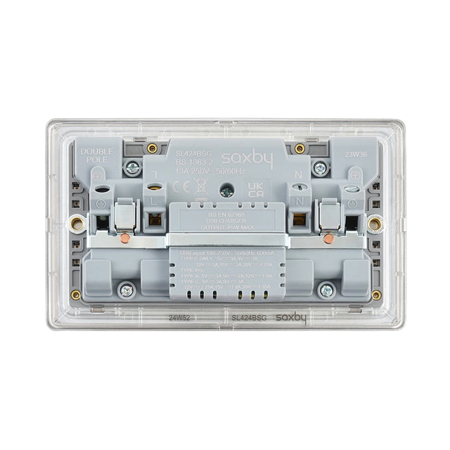 13A 2G DP Switched Socket with 45W USB A+C