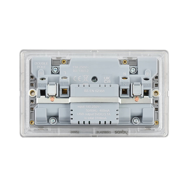 13A 2G DP Switched Socket with 15.5W USB A+C