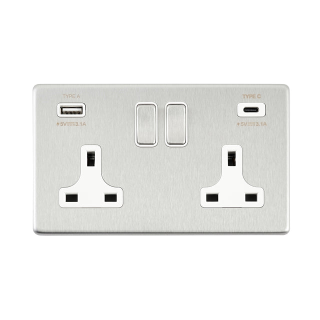 13A 2G DP Switched Socket with 15.5W USB A+C