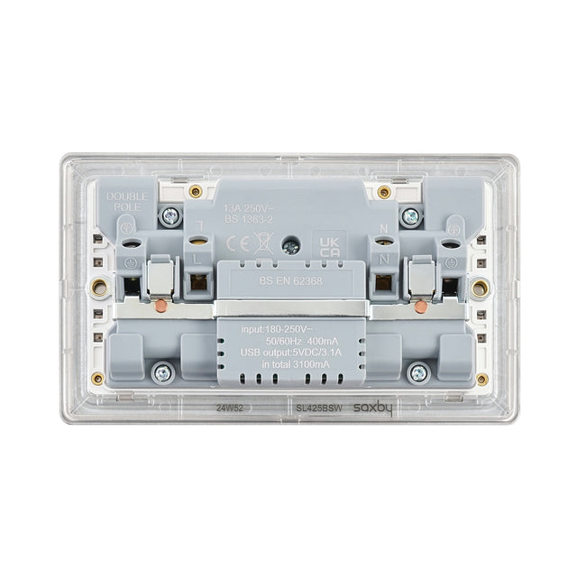 13A 2G DP Switched Socket with 15.5W USB A+C