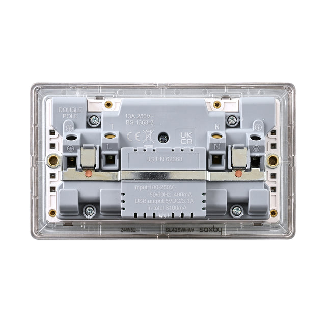 13A 2G DP Switched Socket with 15.5W USB A+C