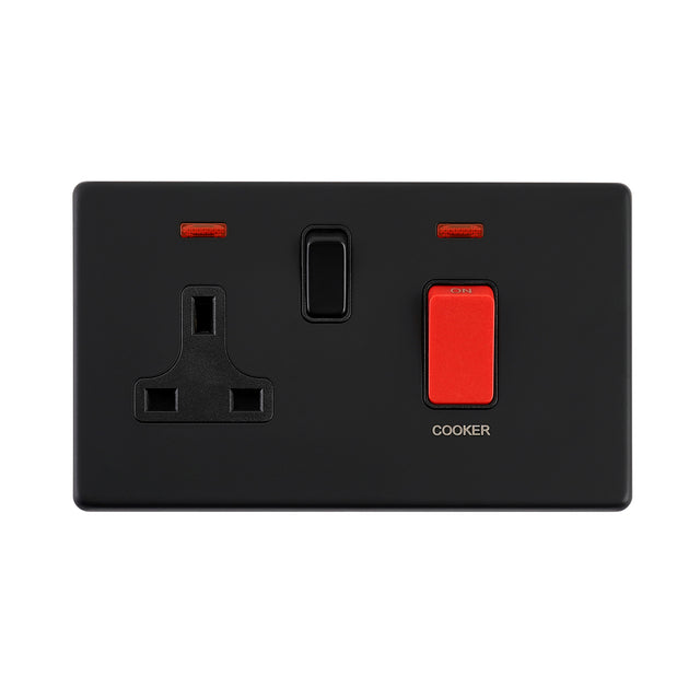 45A DP Cooker Switch with 13A Socket with Neon