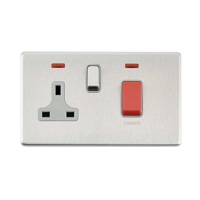 45A DP Cooker Switch with 13A Socket with Neon