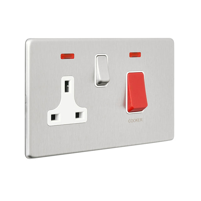 45A DP Cooker Switch with 13A Socket with Neon