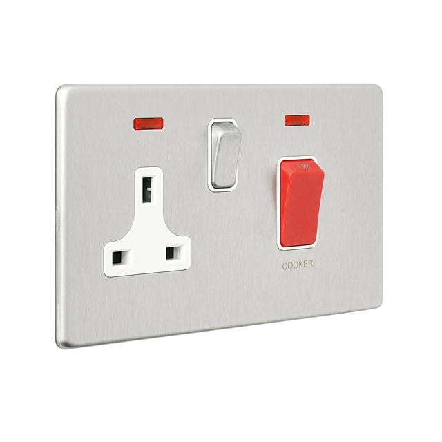 45A DP Cooker Switch with 13A Socket with Neon