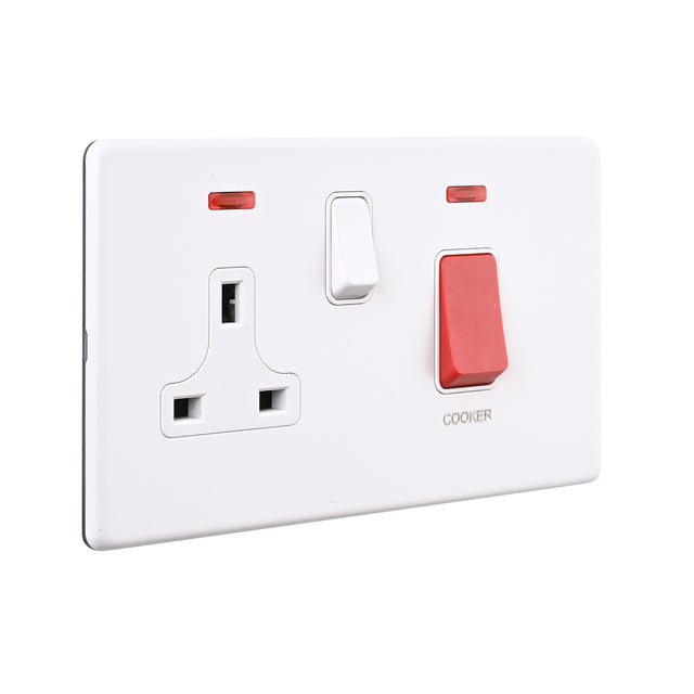 45A DP Cooker Switch with 13A Socket with Neon