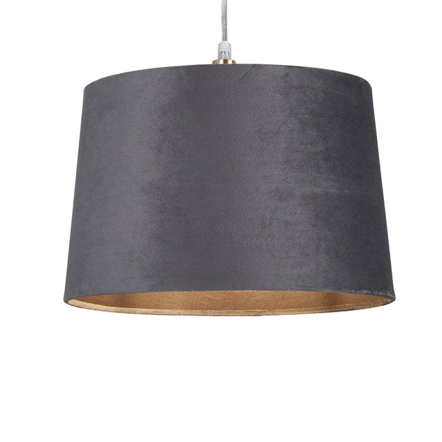 Velvet Drum Shade 30Cm Charcoal