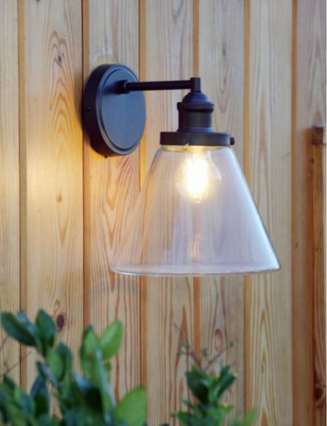 Laura Ashley Isaac Outdoor Wall Light Charcoal Glass IP44