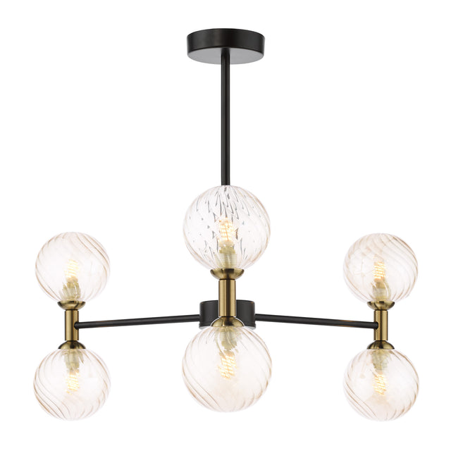 Takara 6Lt Semi Flush Black Brnz Complete With Twisted Ball Gls Amber