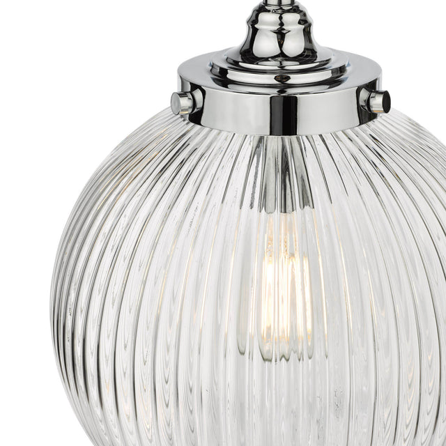 Tamara Bathroom Pendant Polished Chrome Ribbed Glass IP44