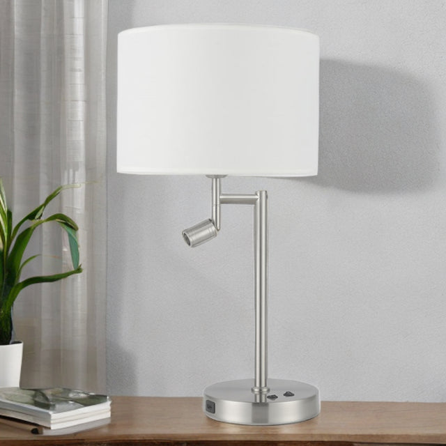 Satin Nickel W/ White Shade Ashley Table Lamp